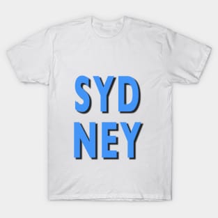 The word Sydney in tow lines with drop shadow. T-Shirt